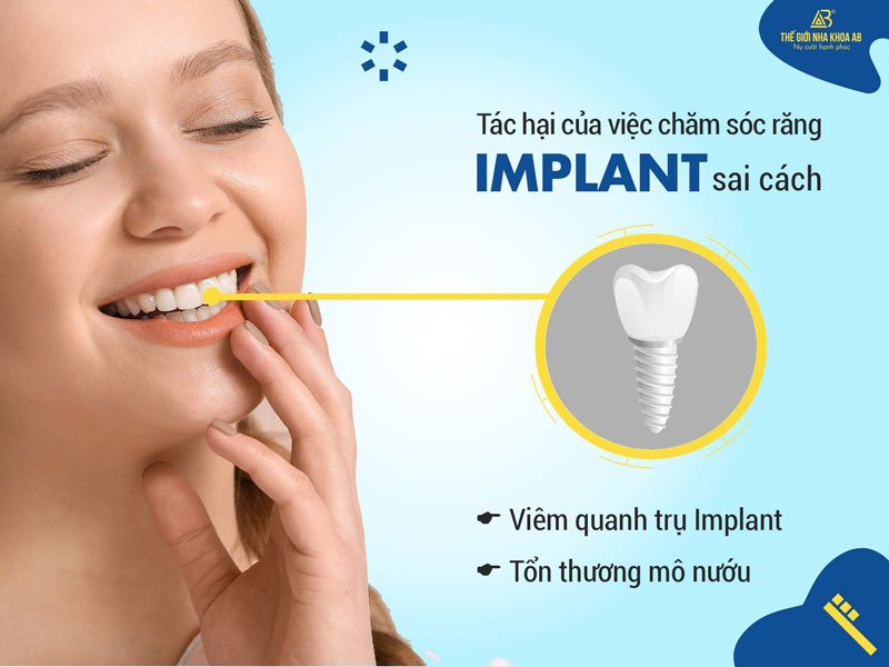 Tac Hai Cua Viec Cham Soc Rang Implant Sai Cach